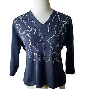 🦋Get Lucky U.S.A. Vintage 100% Combed Cotton Rhinestone Embellished Top